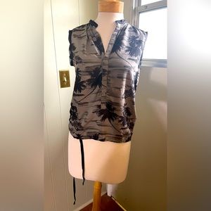 G-Star Raw Color Block Grey Black Palm Tree Graphic Photo Print Top Small